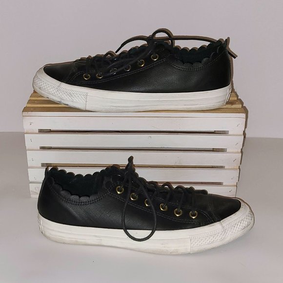 CONVERSE CTAS Oxford Frilly Thrills Leather Sneakers, Size 9 - Picture 2 of 8